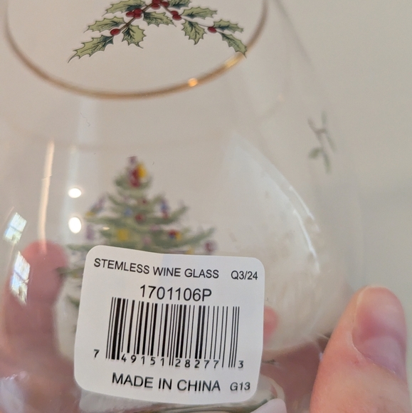 NWT set of 2 Spode Christmas tree stemless wine glasses - Picture 10 of 12